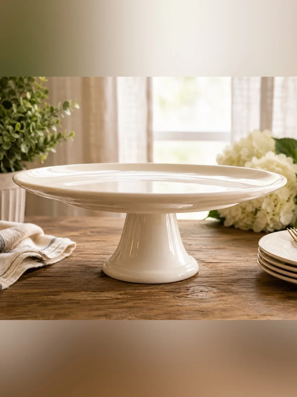 GTB Ceramica White Ceramic Pedestal Cake Stand-12 in made in Italy